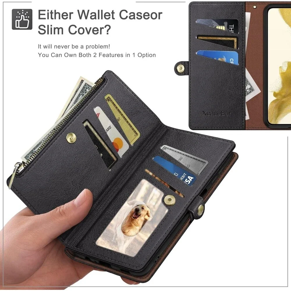 Samsung Galaxy A12 5G Wallet case with Zipper Credit Card Holder - BLACK